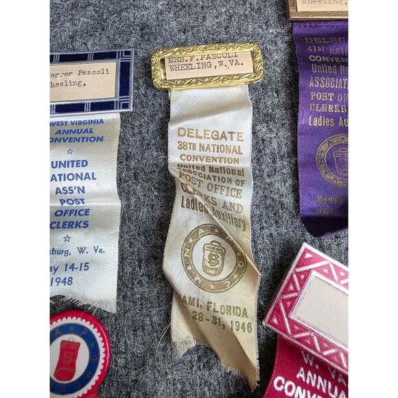 Vintage Postal Clerks And Auxiliary Delegate Ribbons Lot Of 12 Convention Badges - Picture 5 of 10